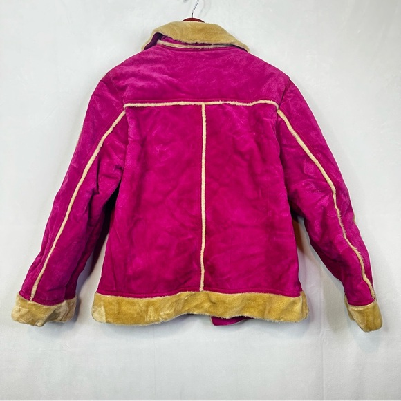 Wilsons Leather Maxima Penny Lane Coat Pink Teddy Vintage Look Faux Fur Large - Picture 9 of 11